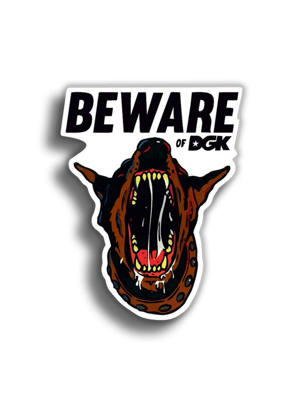 Beware 8x6 cm Sticker