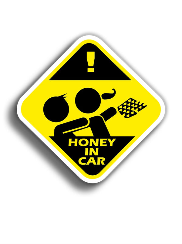 Honey in Car 10x10 cm Sticker