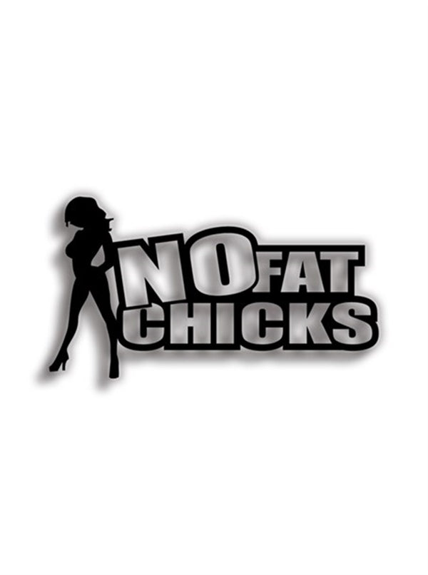 No Fat Chicks 9x5 cm Siyah Sticker
