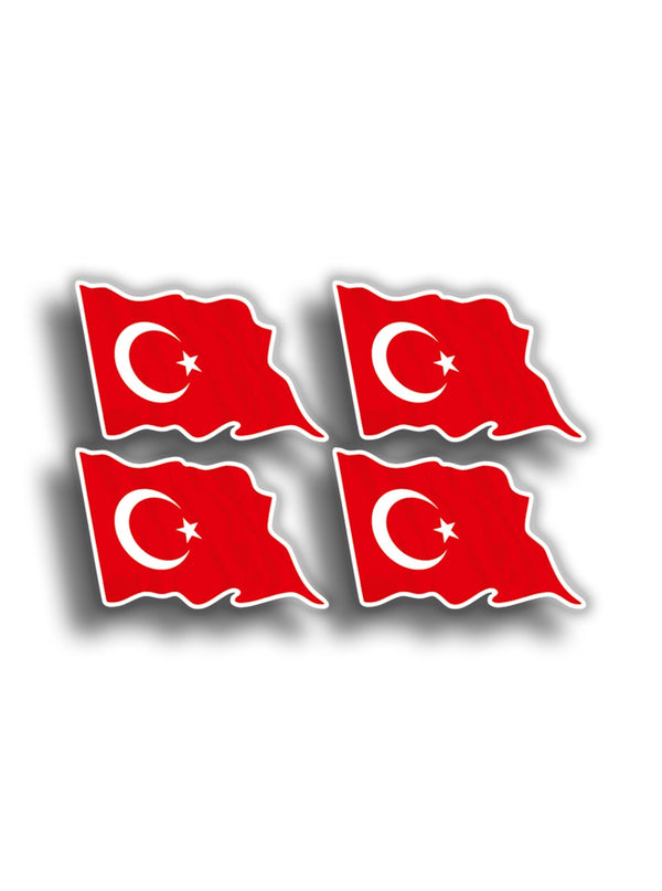Türk Bayrağı Dalgalı 4'lü 12x8 cm Sticker
