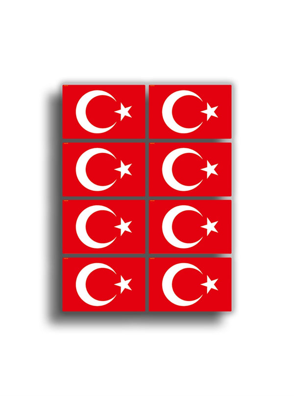 Türk Bayrağı Kare 8'li 10x8 cm Sticker