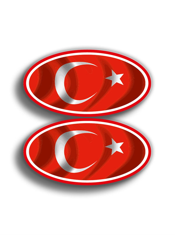 Türk Bayrağı Oval 2'li 10x10 cm Sticker