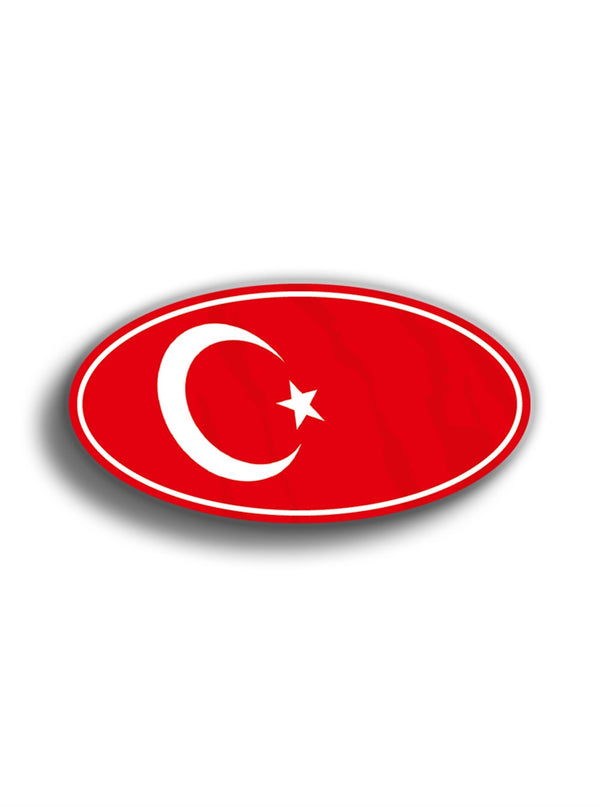 Türk Bayrağı Oval 12x6 cm Sticker