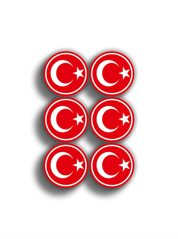 Türk Bayrağı Yuvarlak 6'lı 9x7 cm Sticker