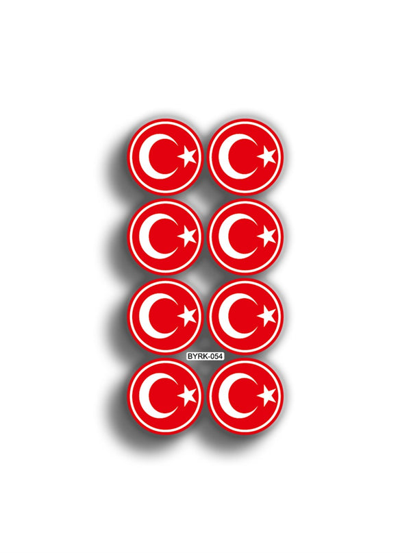 Türk Bayrağı Yuvarlak 8'li 2x2 cm Sticker