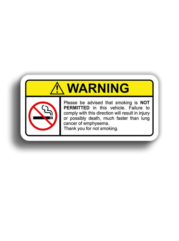 Warning Smoking 11x6 cm Sticker