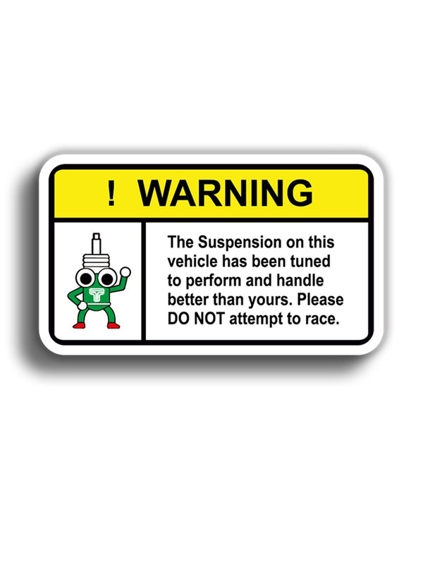 Warning Suspension 11x6 cm Sticker