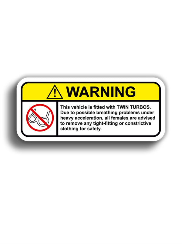 Warning Twin Turbo 11x6 cm Sticker